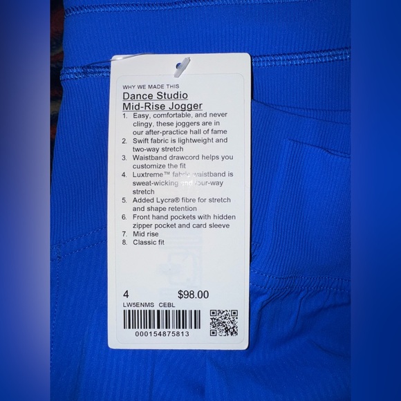 New Lululemon Dance Studio Mid-Rise Jogger Full Length In Cerulean Blue, Size 4 - Picture 11 of 11